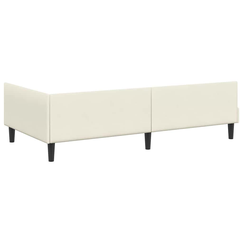 Hjørnesengramme med hovedgærde Creme 90 cm x 190 cm Fløjl