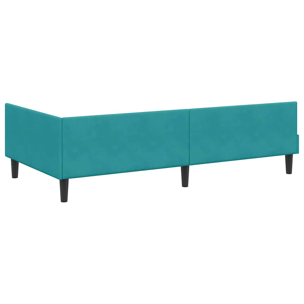 Hjørnesengramme med hovedgærde Turkis 90 cm x 190 cm Fløjl
