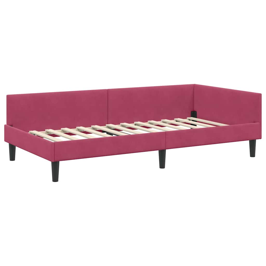 Hjørnesengramme med hovedgærde Vinrød 100 cm x 200 cm Fløjl