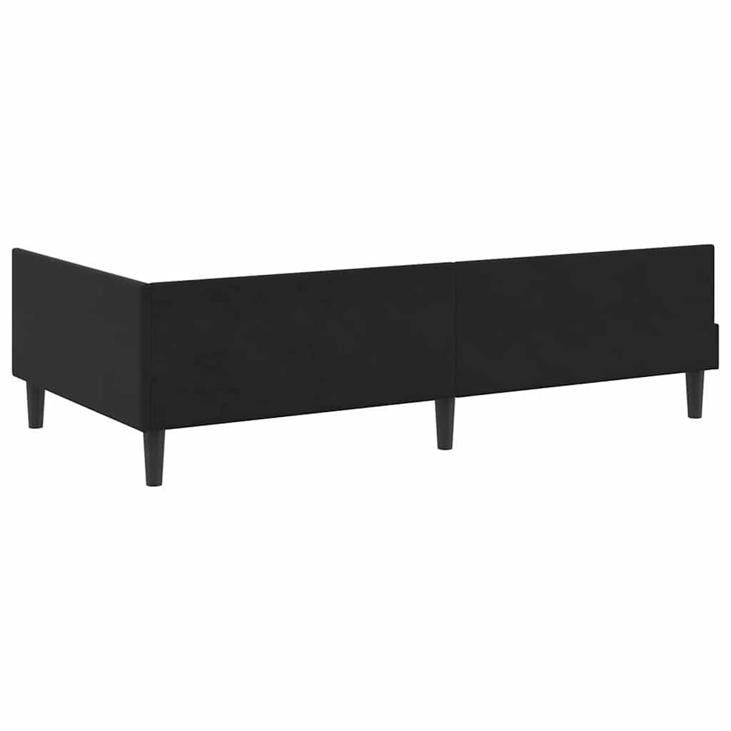 Hjørnesengramme med hovedgærde Sort 100 cm x 200 cm Fløjl