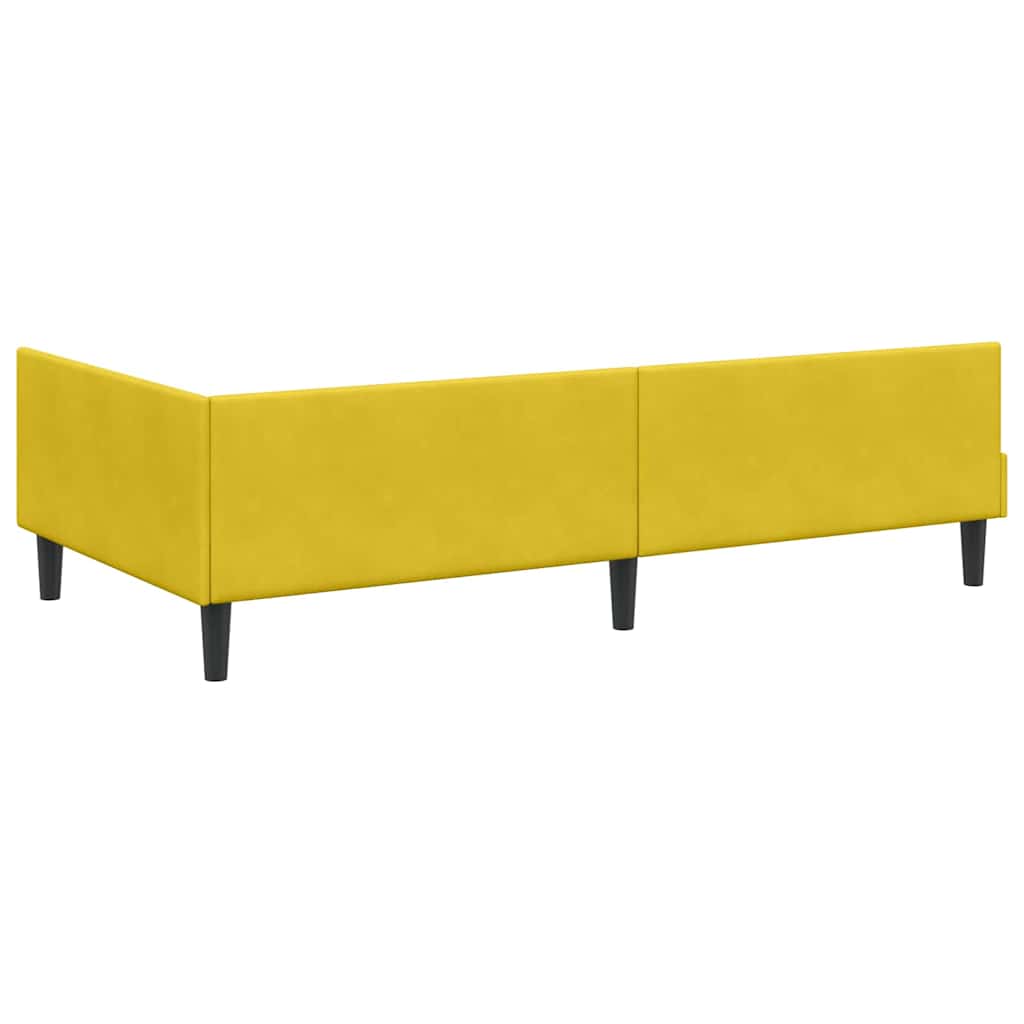 Hjørnesengramme med hovedgærde Gul 100 cm x 200 cm Fløjl