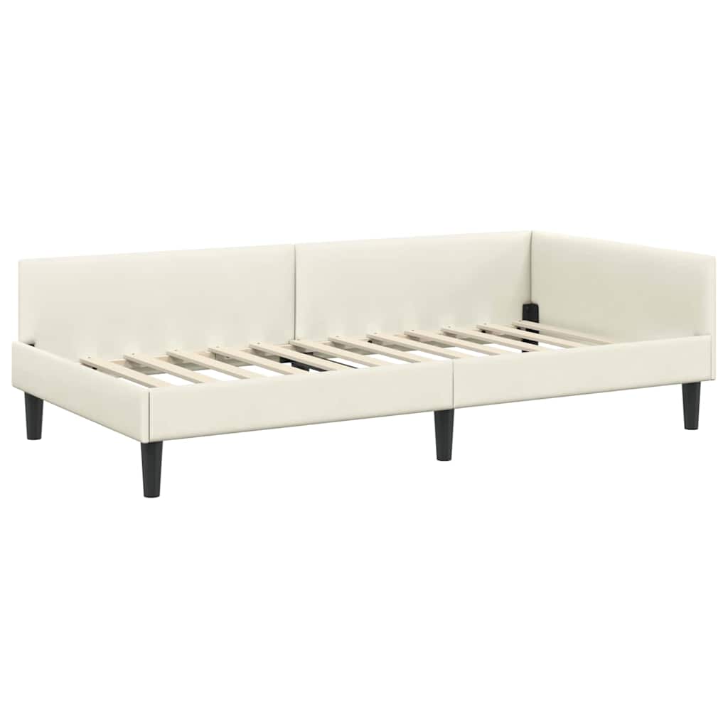 Hjørnesengramme med hovedgærde Creme 100 cm x 200 cm Fløjl