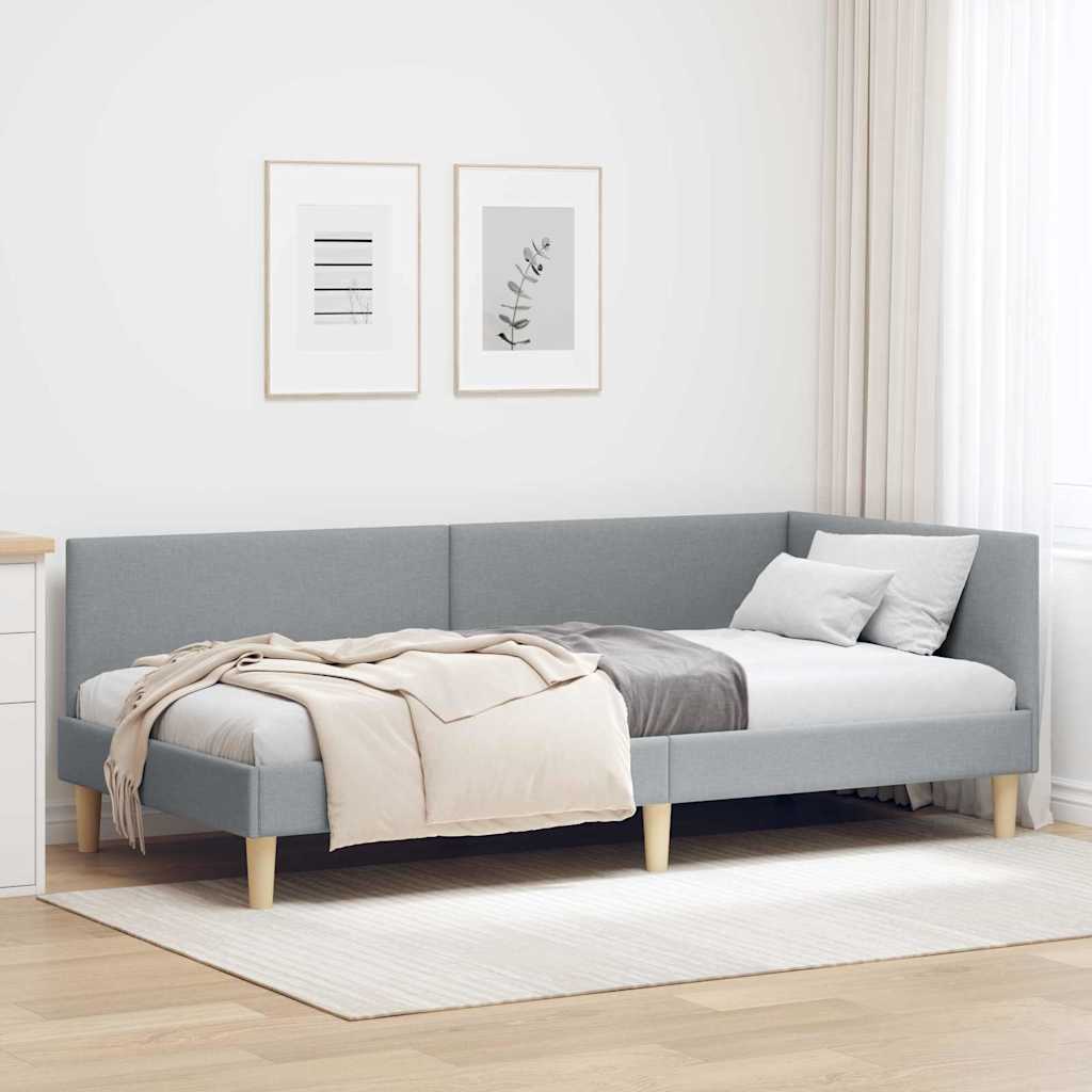 Hjørnesengramme Lysegrå 80 cm x 200 cm Stof og krydsfiner