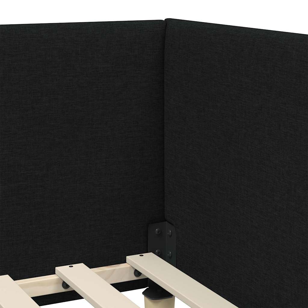 Hjørnesengramme Sort 80 cm x 200 cm Stof og krydsfiner