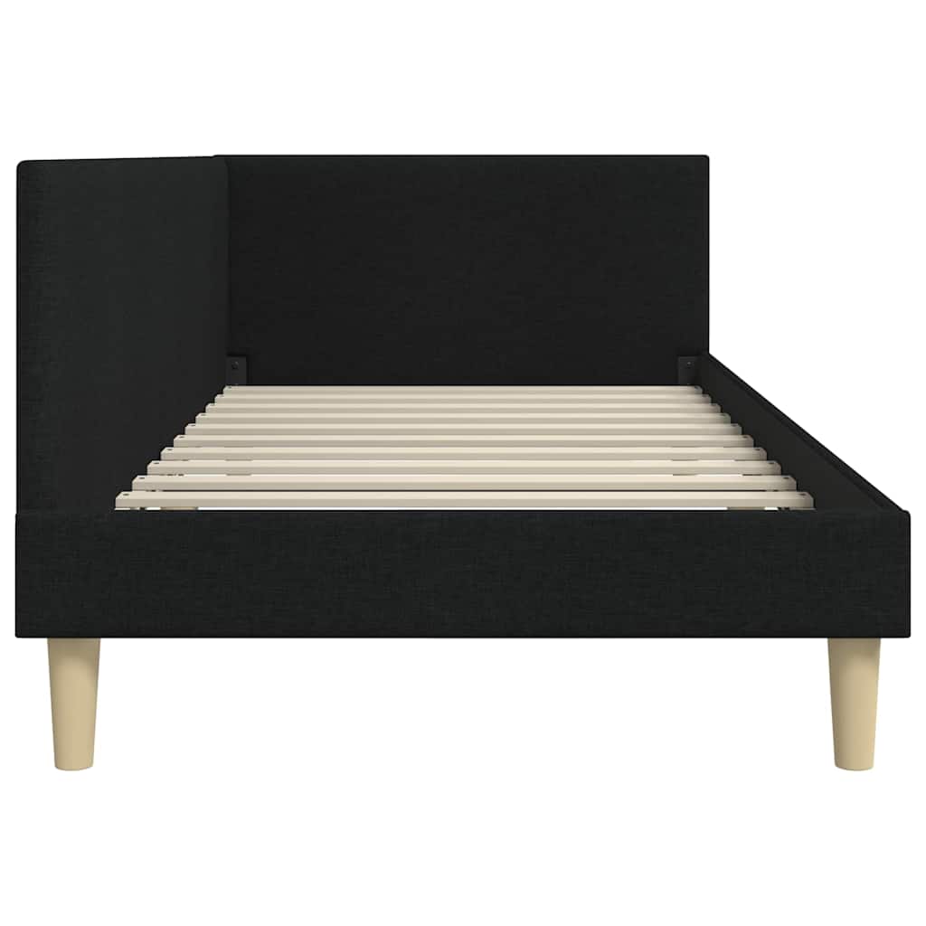 Hjørnesengramme Sort 80 cm x 200 cm Stof og krydsfiner