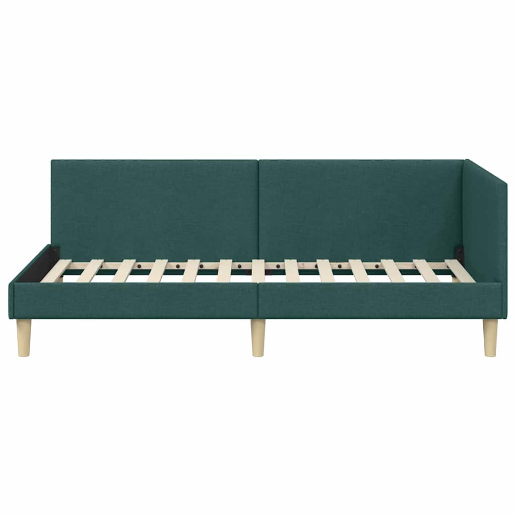 Hjørnesengramme Mørkegrøn 80 cm x 200 cm Stof og krydsfiner