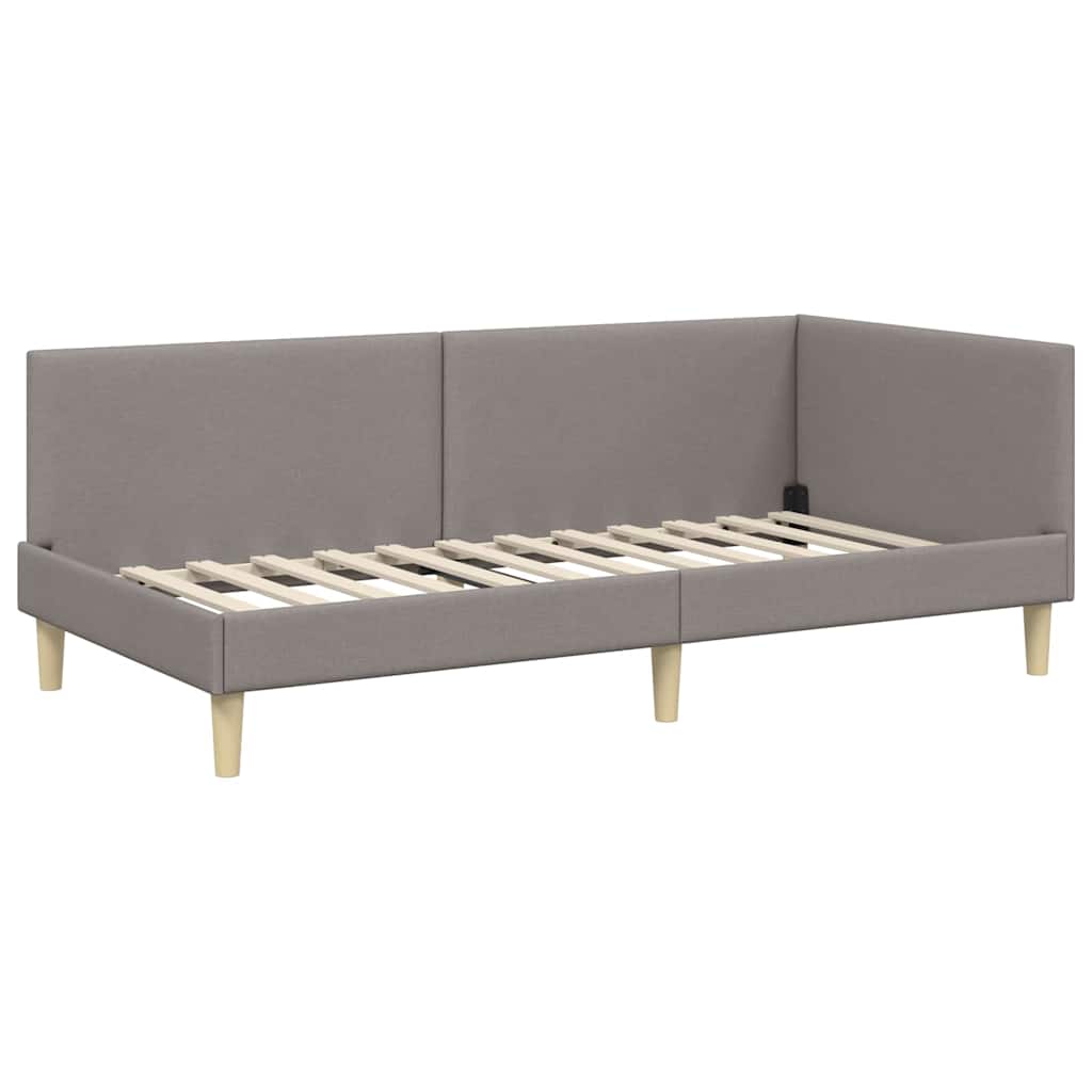Hjørnesengramme Gråbrun 80 cm x 200 cm Stof og krydsfiner