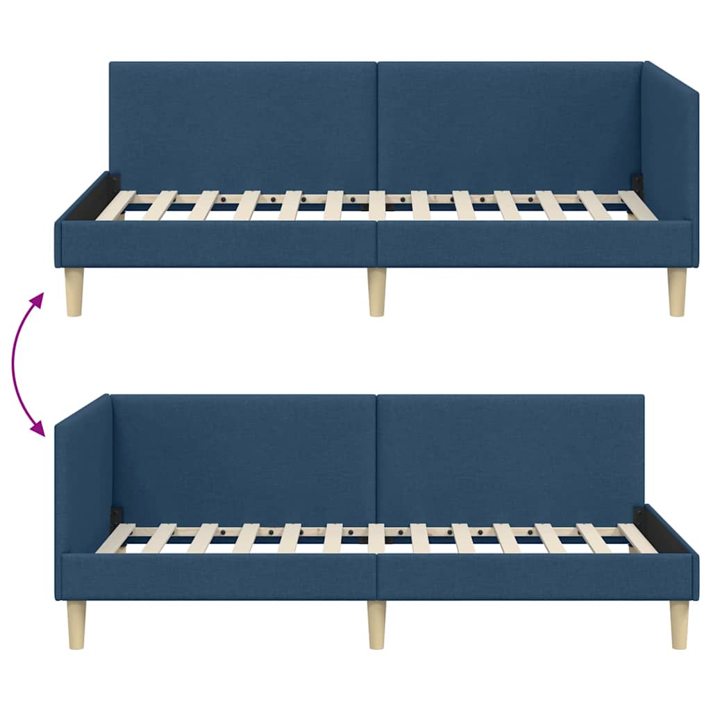Hjørnesengramme Blå 80 cm x 200 cm Stof og krydsfiner