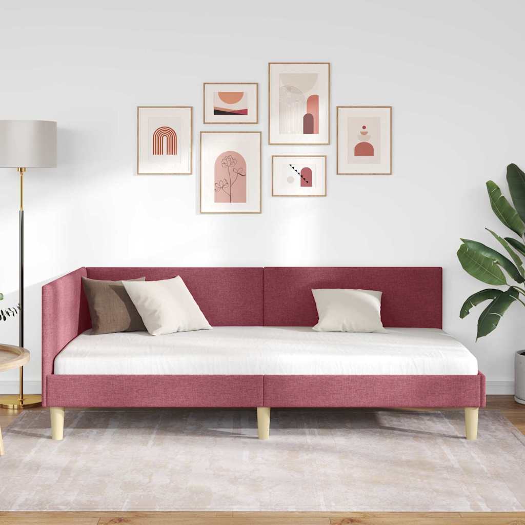Hjørnesengramme Vinrød 90 cm x 190 cm Stof og krydsfiner