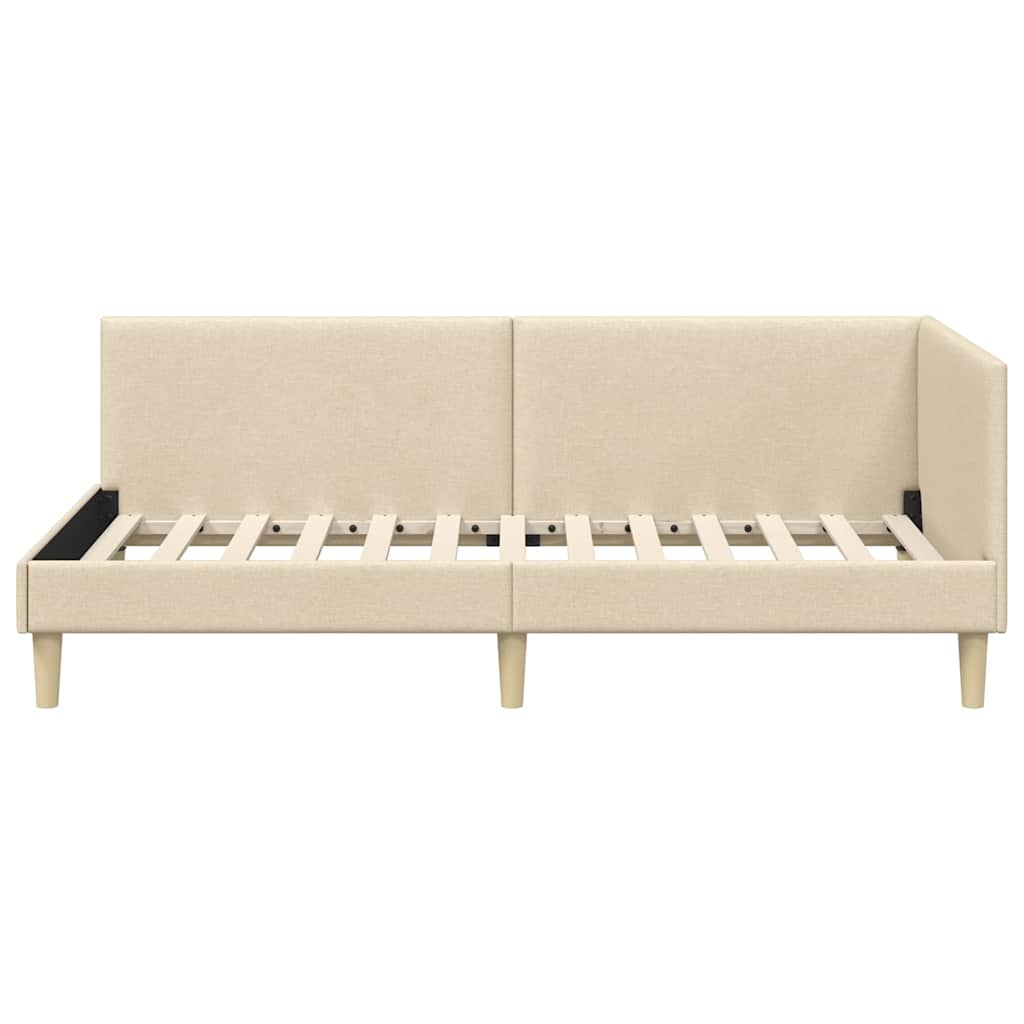 Hjørnesengramme Creme 90 cm x 190 cm Stof og krydsfiner