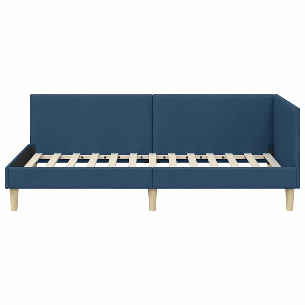 Hjørnesengramme Blå 90 cm x 190 cm Stof og krydsfiner