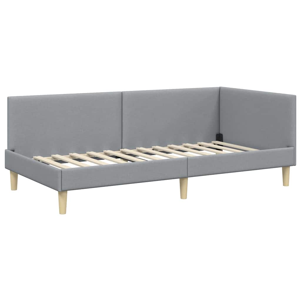 Hjørnesengramme Lysegrå 90 cm x 200 cm Stof og krydsfiner