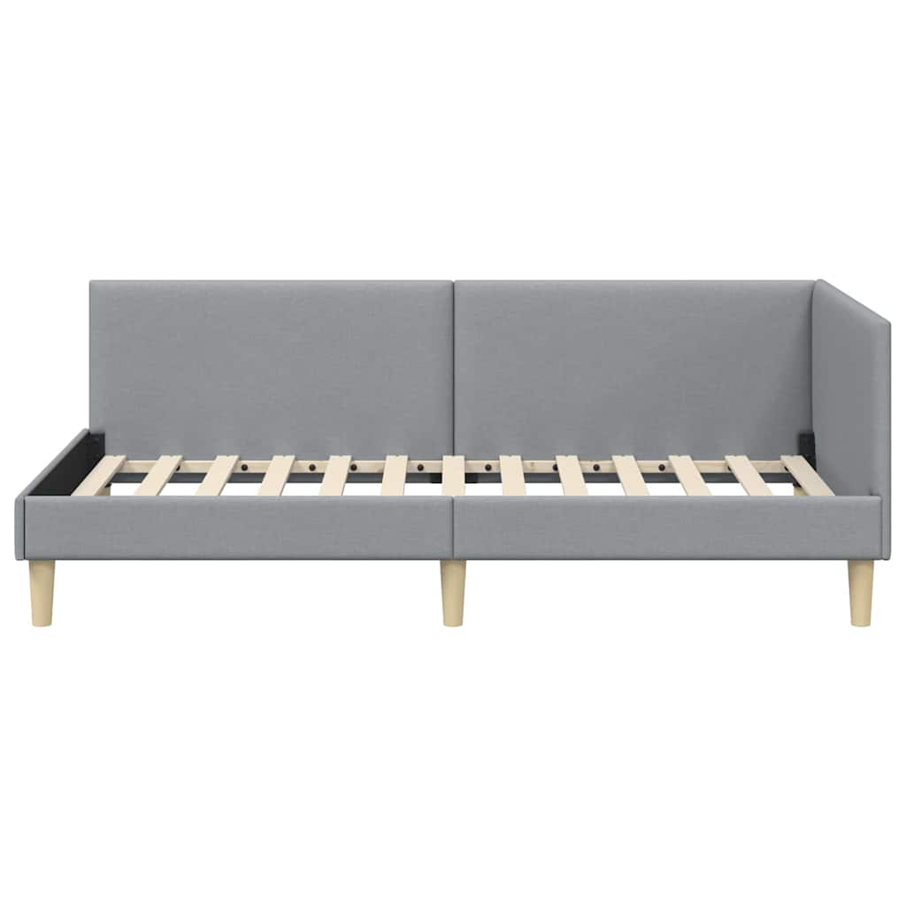 Hjørnesengramme Lysegrå 90 cm x 200 cm Stof og krydsfiner