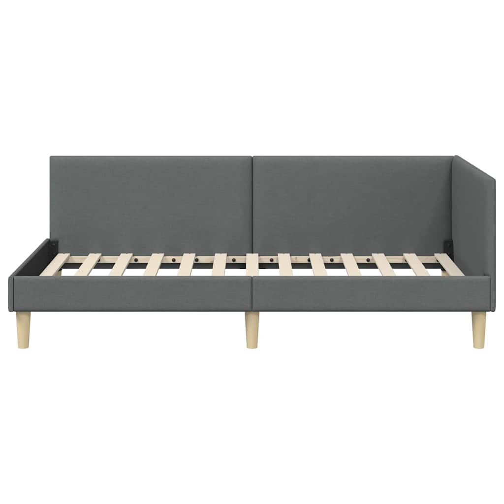 Hjørnesengramme Mørkegrå 90 cm x 200 cm Stof og krydsfiner