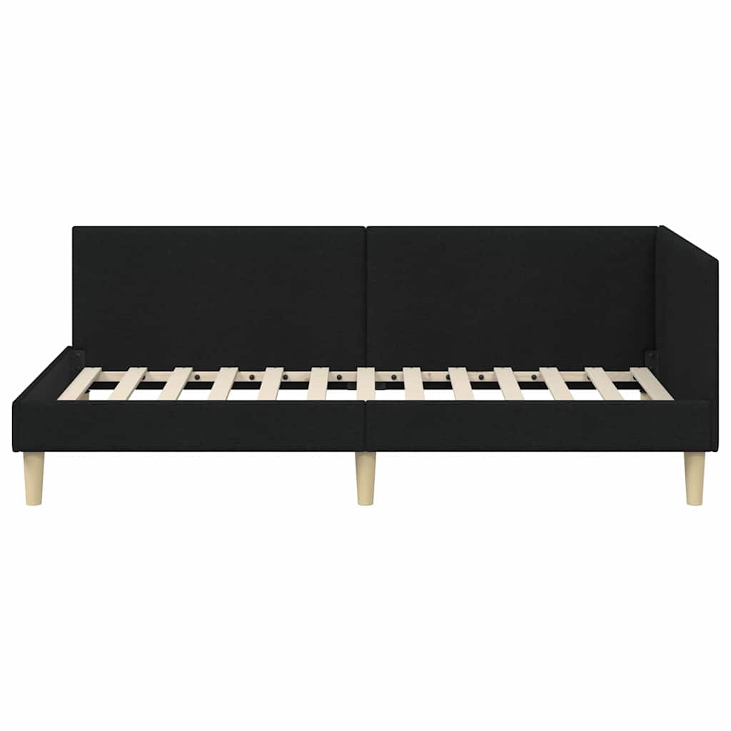 Hjørnesengramme Sort 90 cm x 200 cm Stof og krydsfiner