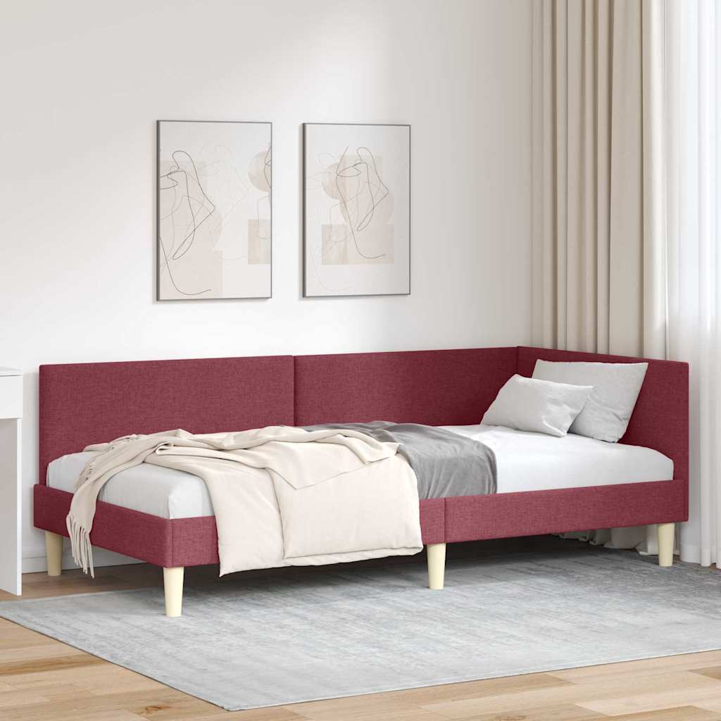 Hjørnesengramme Vinrød 90 cm x 200 cm Stof og krydsfiner