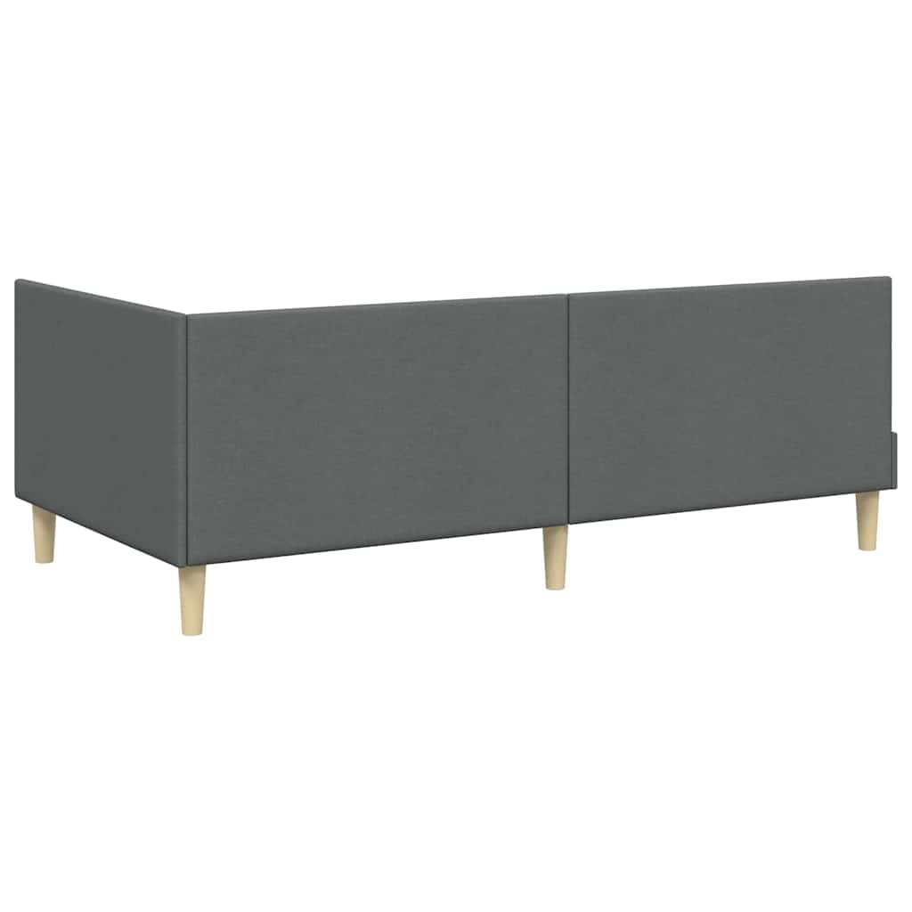 Hjørnesengramme Mørkegrå 100 cm x 200 cm Stof og krydsfiner