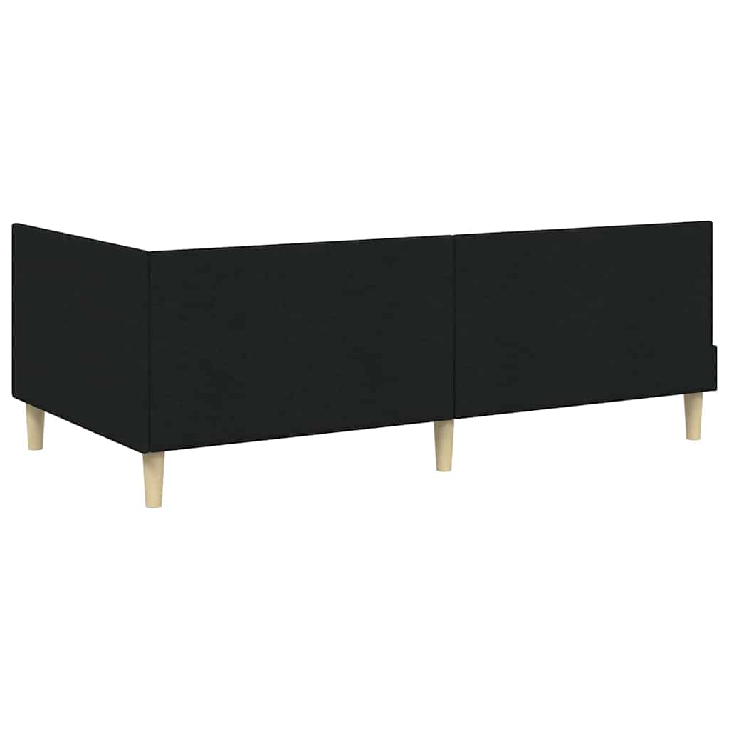 Hjørnesengramme Sort 100 cm x 200 cm Stof og krydsfiner