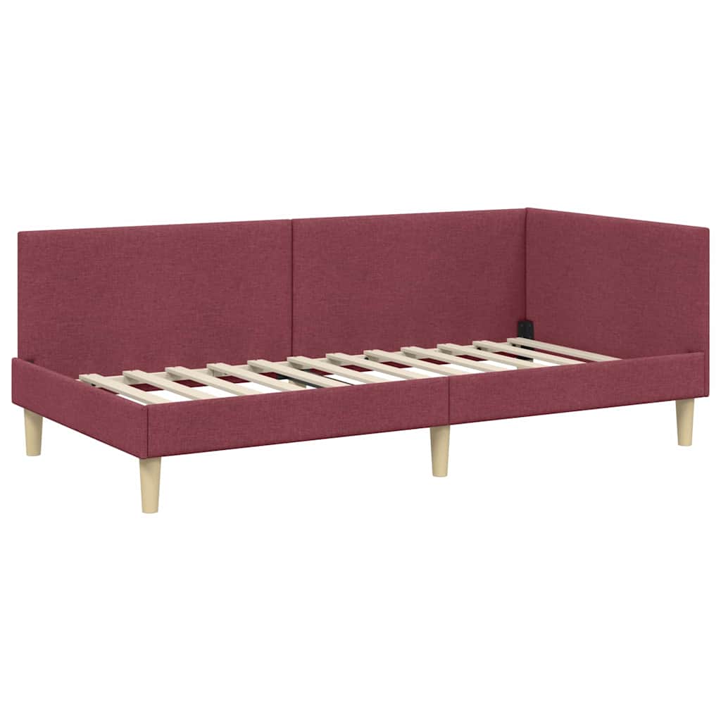 Hjørnesengramme Vinrød 100 cm x 200 cm Stof og krydsfiner