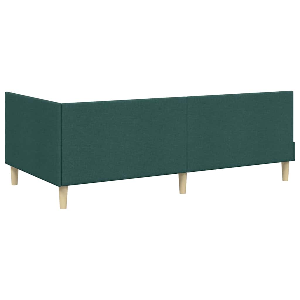 Hjørnesengramme Mørkegrøn 100 cm x 200 cm Stof og krydsfiner