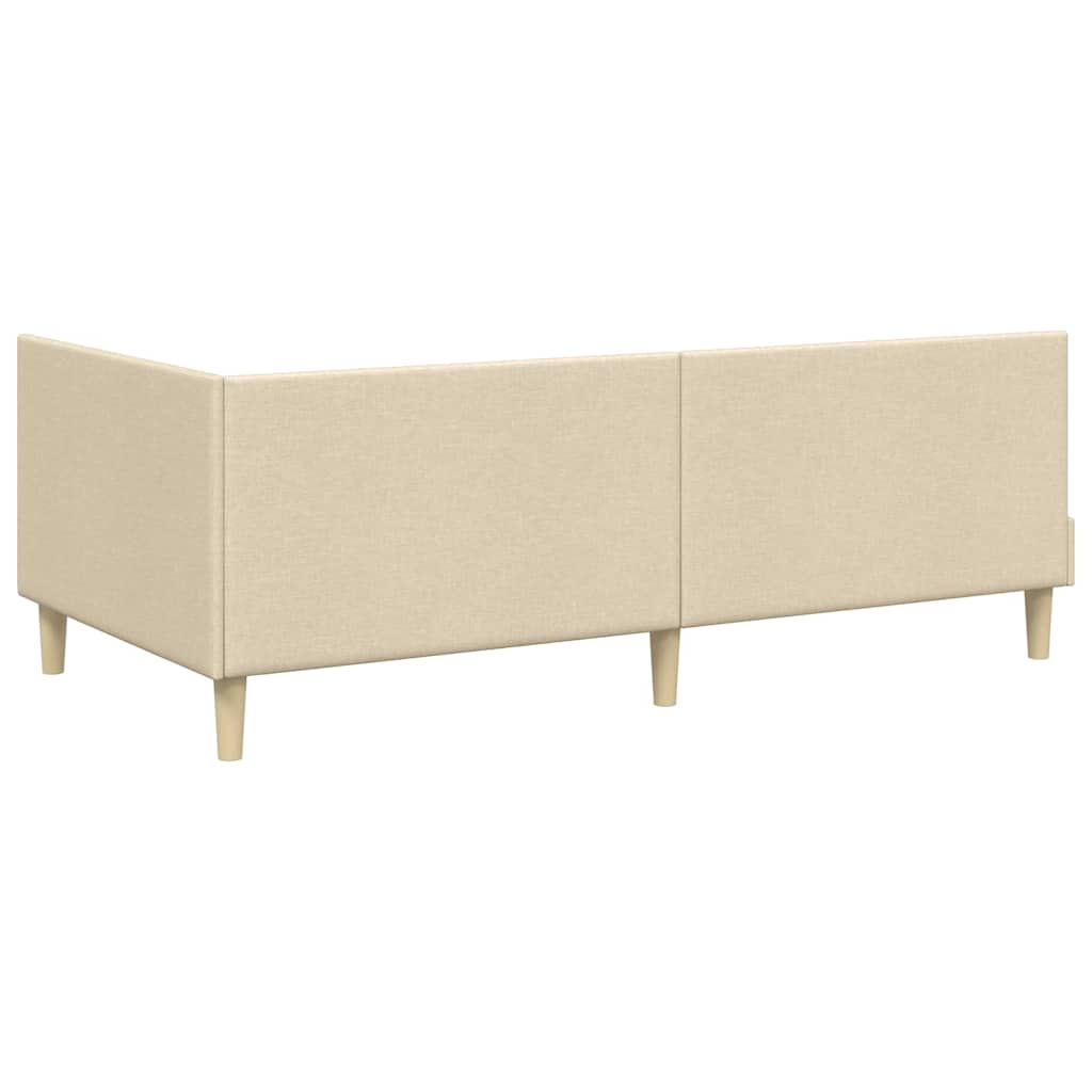 Hjørnesengramme Creme 100 cm x 200 cm Stof og krydsfiner