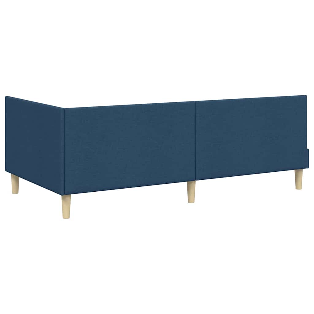 Hjørnesengramme Blå 100 cm x 200 cm Stof og krydsfiner