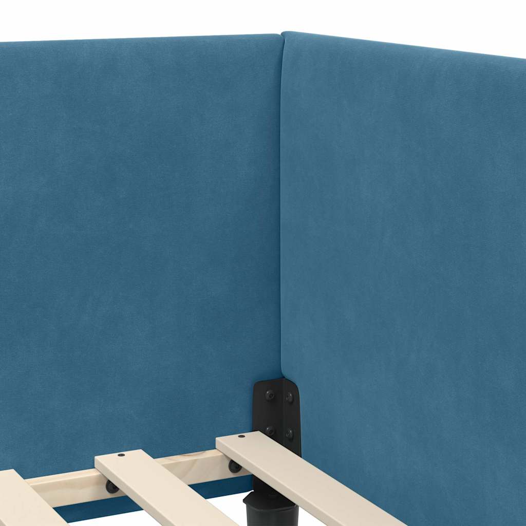 Hjørnesengramme med hovedgærde Blå 80 cm x 200 cm Fløjl
