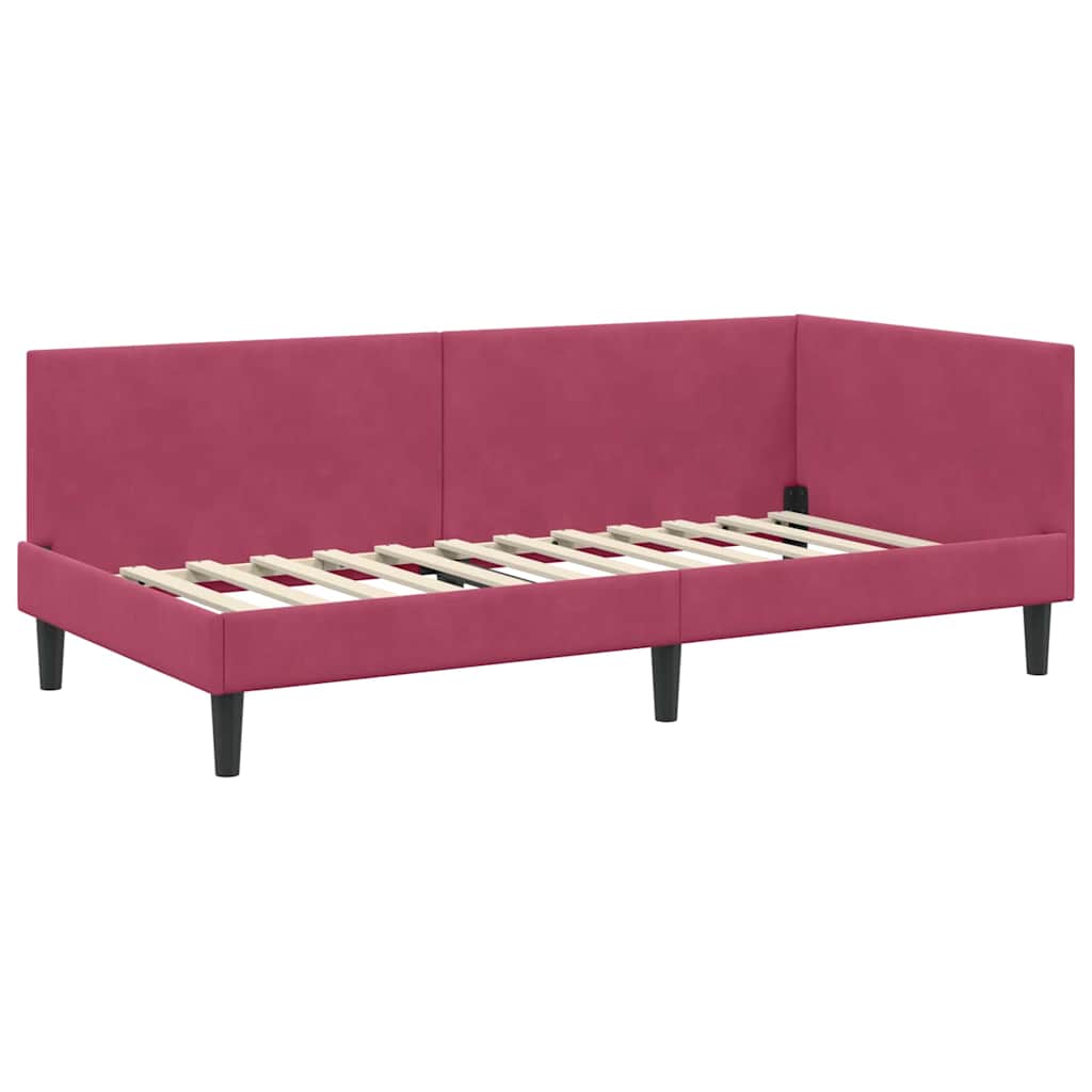 Hjørnesengramme med hovedgærde Vinrød 80 cm x 200 cm Fløjl