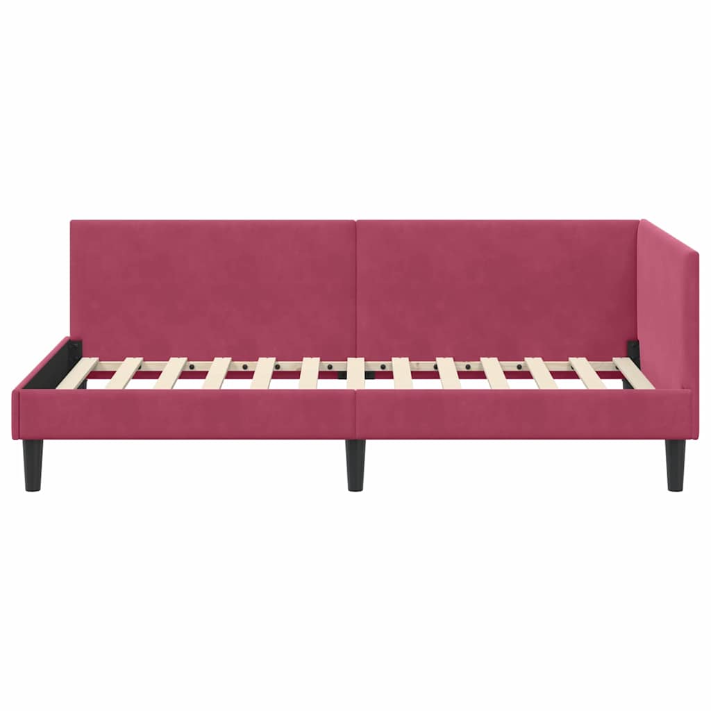 Hjørnesengramme med hovedgærde Vinrød 80 cm x 200 cm Fløjl