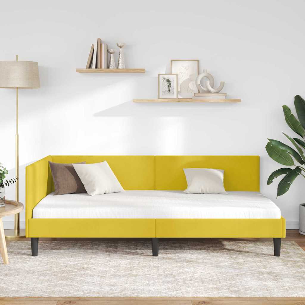 Hjørnesengramme med hovedgærde Gul 80 cm x 200 cm Fløjl