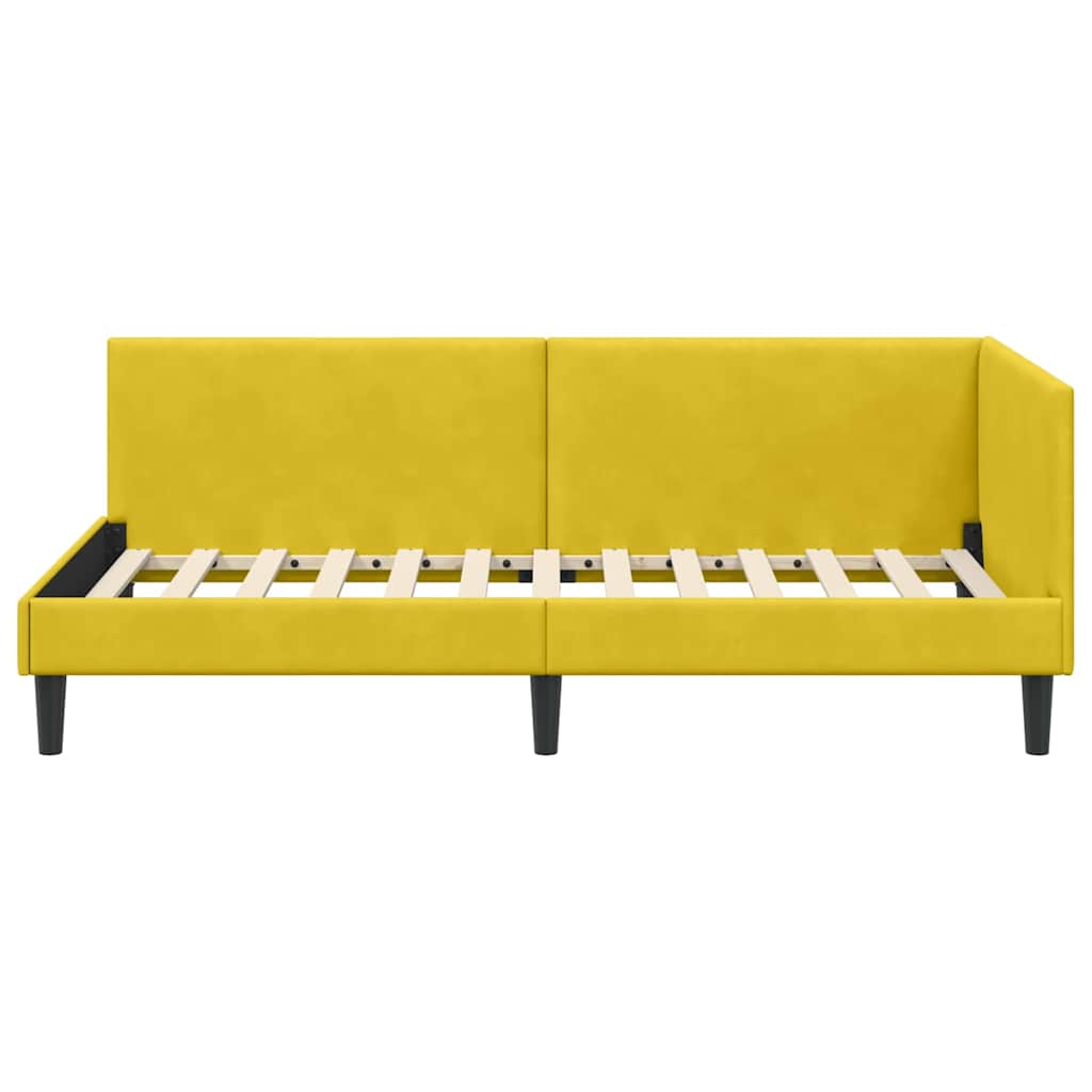 Hjørnesengramme med hovedgærde Gul 80 cm x 200 cm Fløjl