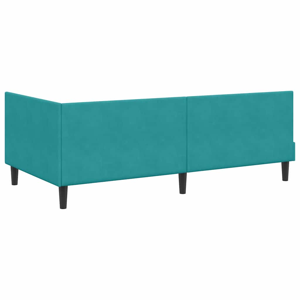 Hjørnesengramme med hovedgærde Turkis 80 cm x 200 cm Fløjl