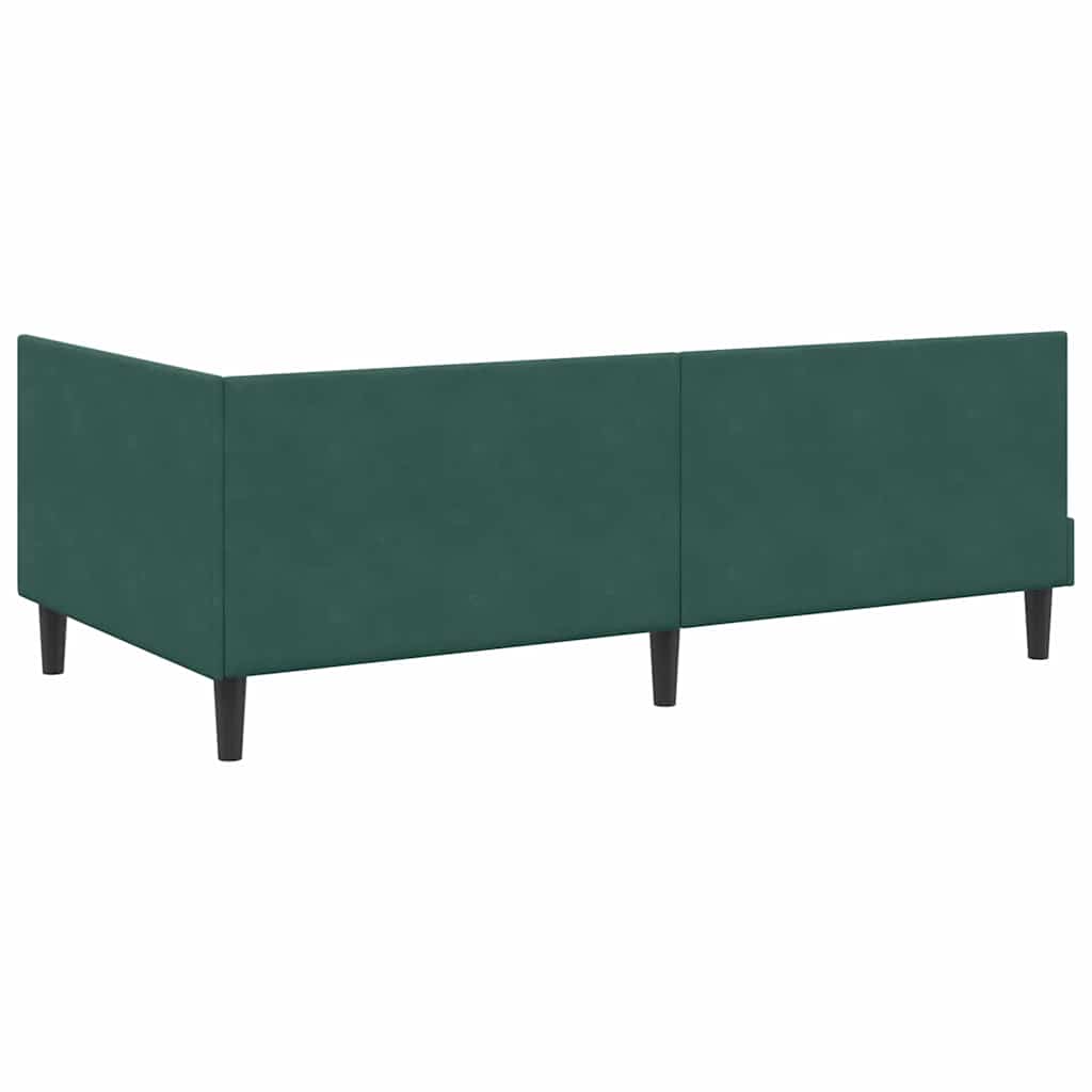 Hjørnesengramme med hovedgærde Mørkegrøn 90 cm x 190 cm Fløjl