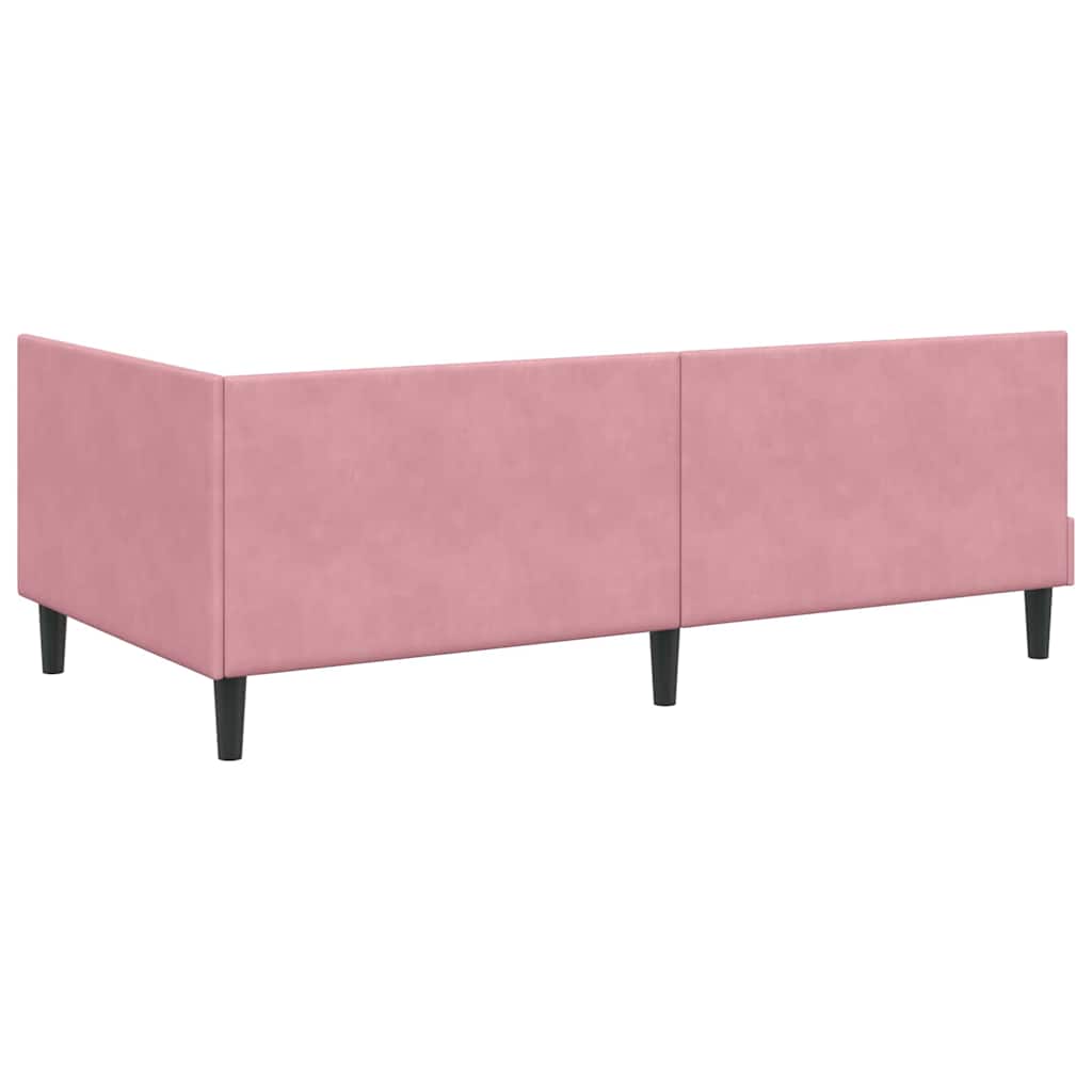 Hjørnesengramme med hovedgærde Lyserød 90 cm x 190 cm Fløjl