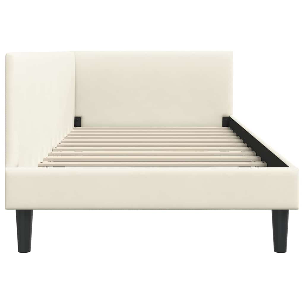 Hjørnesengramme med hovedgærde Creme 90 cm x 190 cm Fløjl