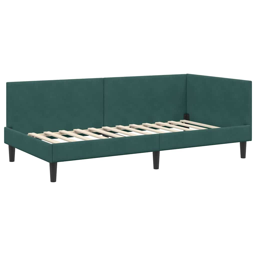 Hjørnesengramme med hovedgærde Mørkegrøn 100 cm x 200 cm Fløjl