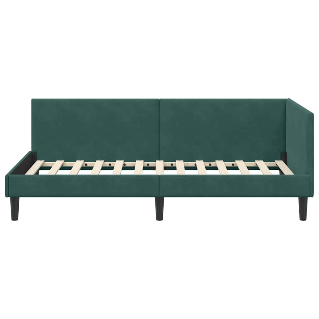 Hjørnesengramme med hovedgærde Mørkegrøn 100 cm x 200 cm Fløjl