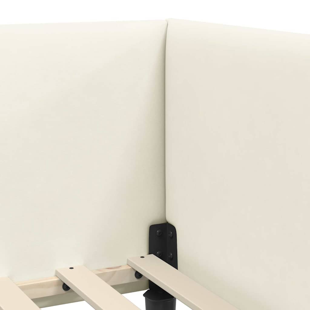 Hjørnesengramme med hovedgærde Creme 100 cm x 200 cm Fløjl