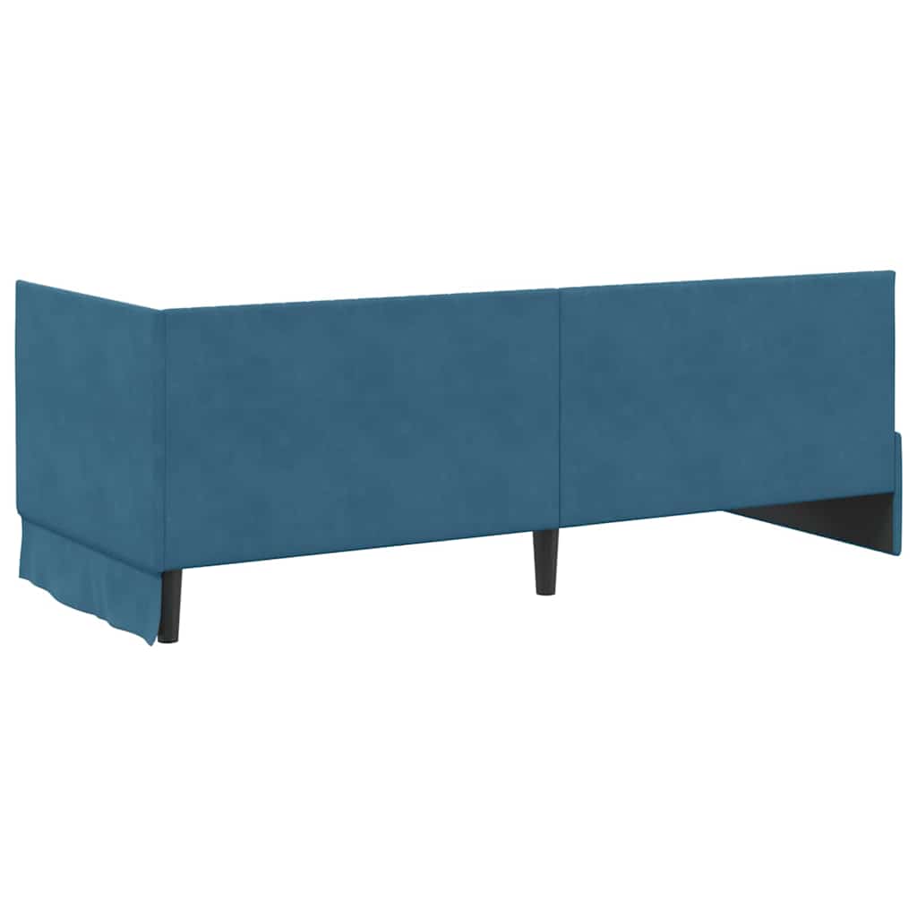 Hjørnesengramme med hovedgærde Blå 80 cm x 200 cm Fløjl