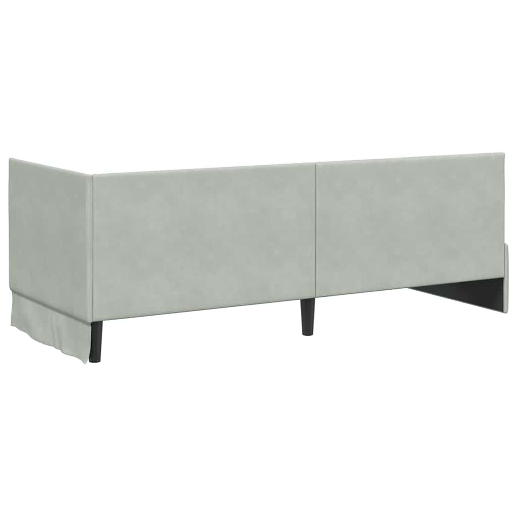 Hjørnesengramme med hovedgærde Lysegrå 80 cm x 200 cm Fløjl
