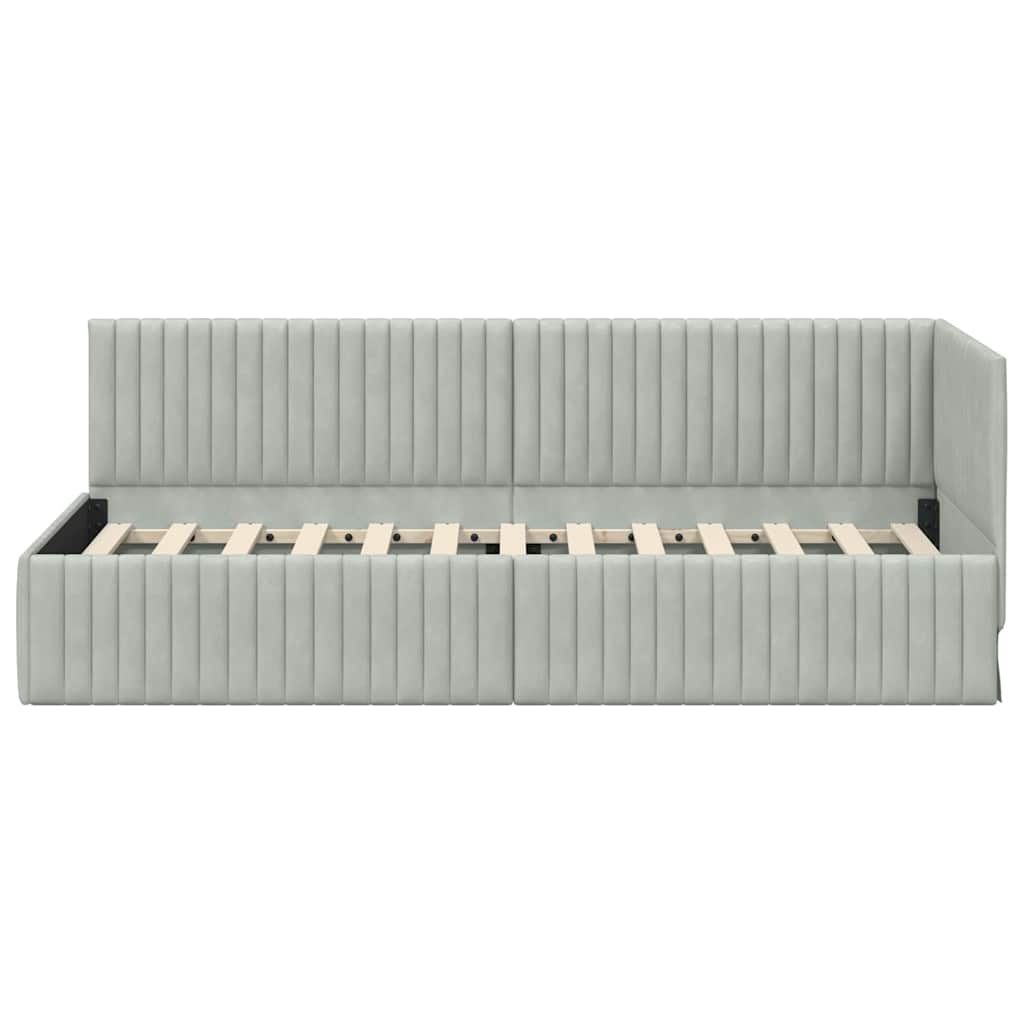 Hjørnesengramme med hovedgærde Lysegrå 80 cm x 200 cm Fløjl