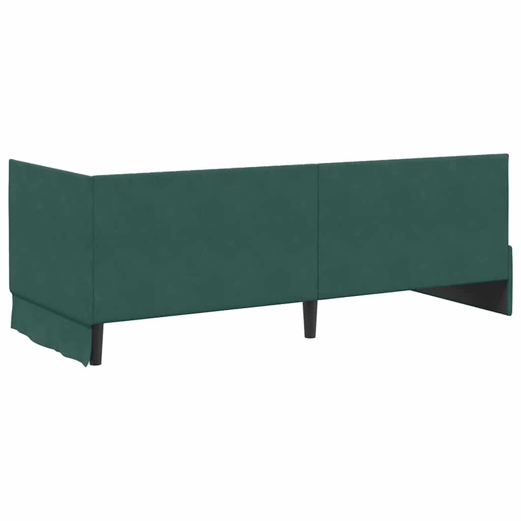 Hjørnesengramme med hovedgærde Mørkegrøn 80 cm x 200 cm Fløjl