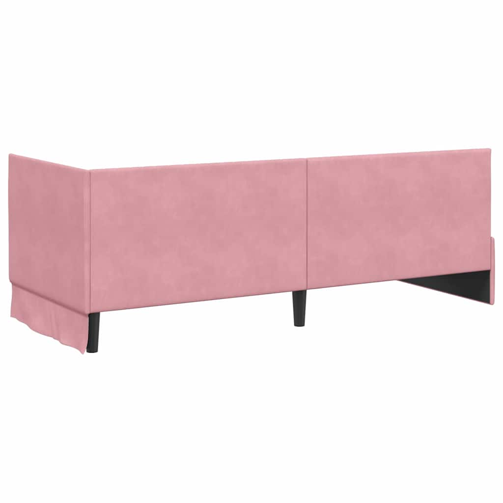 Hjørnesengramme med hovedgærde Lyserød 80 cm x 200 cm Fløjl