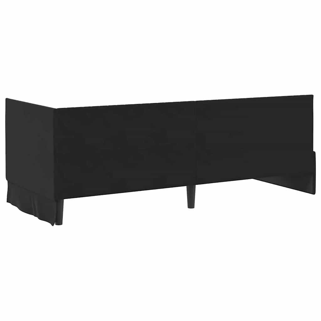 Hjørnesengramme med hovedgærde Sort 80 cm x 200 cm Fløjl