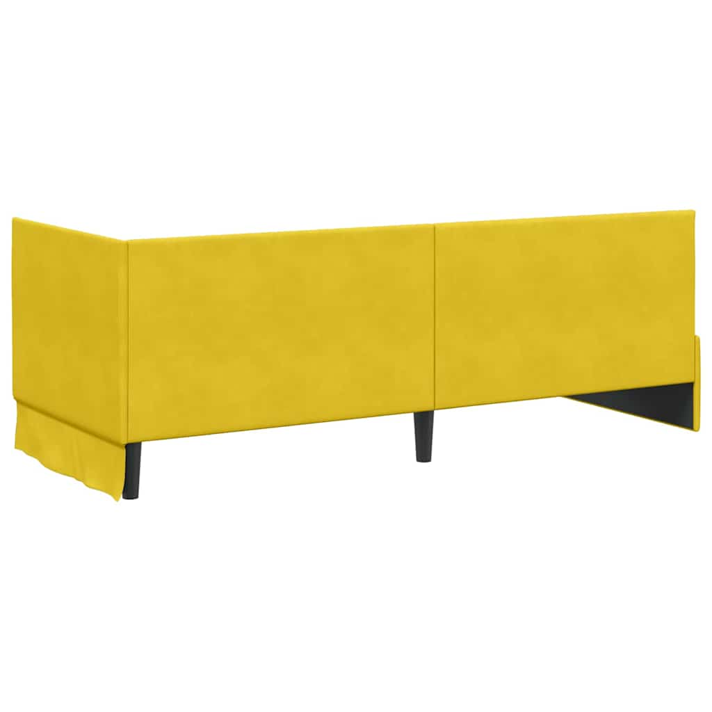 Hjørnesengramme med hovedgærde Gul 80 cm x 200 cm Fløjl