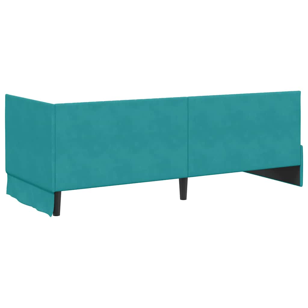 Hjørnesengramme med hovedgærde Turkis 80 cm x 200 cm Fløjl