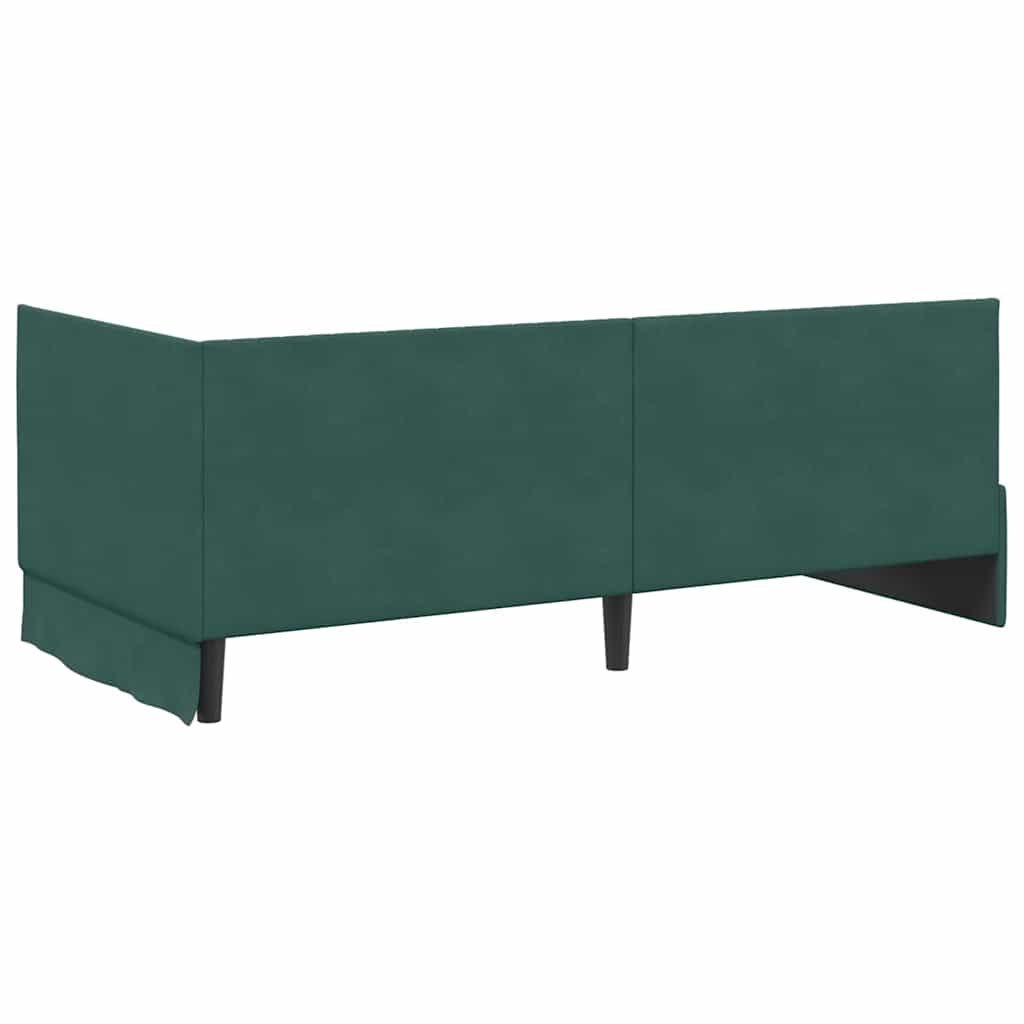Hjørnesengramme med hovedgærde Mørkegrøn 90 cm x 190 cm Fløjl