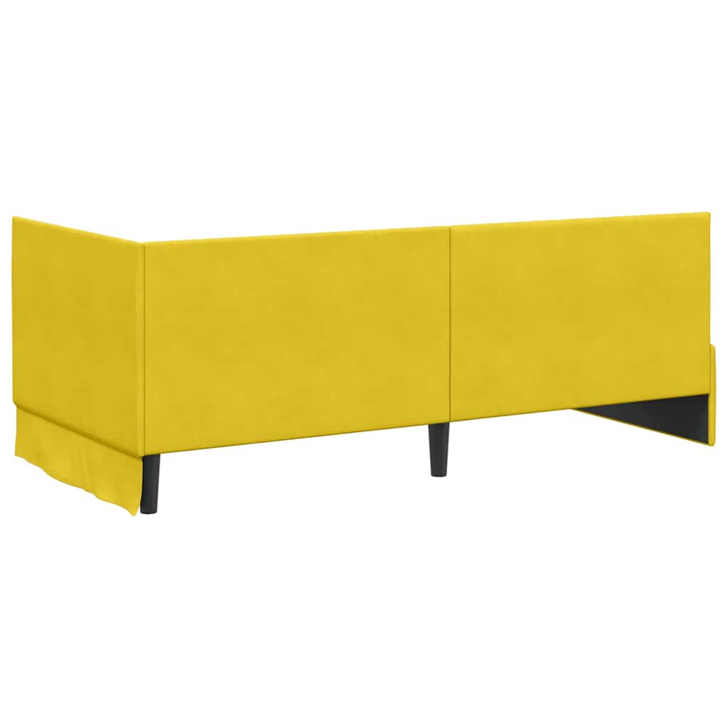 Hjørnesengramme med hovedgærde Gul 90 cm x 190 cm Fløjl