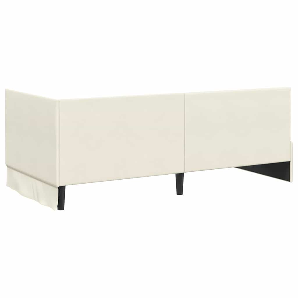 Hjørnesengramme med hovedgærde Creme 90 cm x 190 cm Fløjl