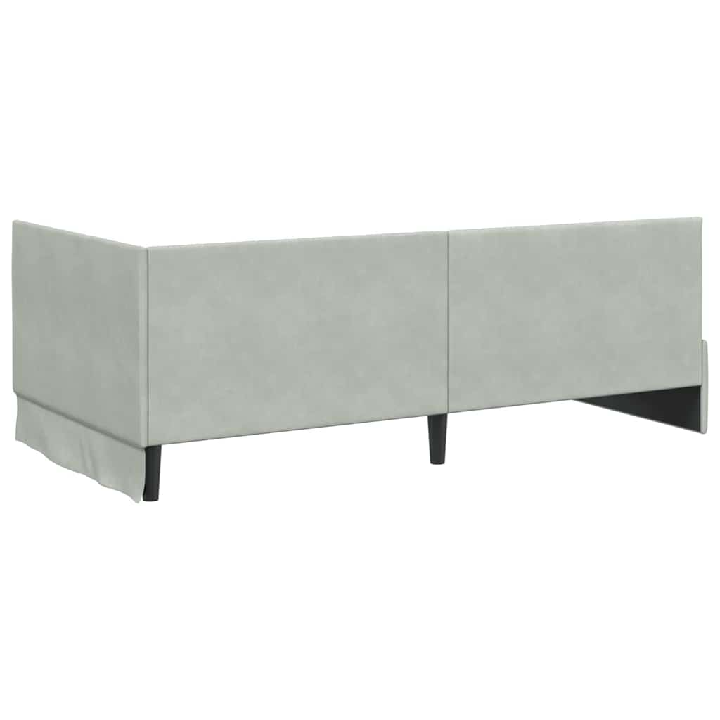 Hjørnesengramme med hovedgærde Lysegrå 90 cm x 200 cm Fløjl
